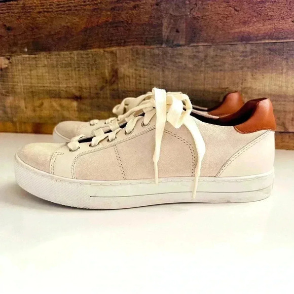 Coach Paddy Beige Suede Leather Chalk-Oatmeal / Saddle Brown Sneakers - Picture 3 of 8